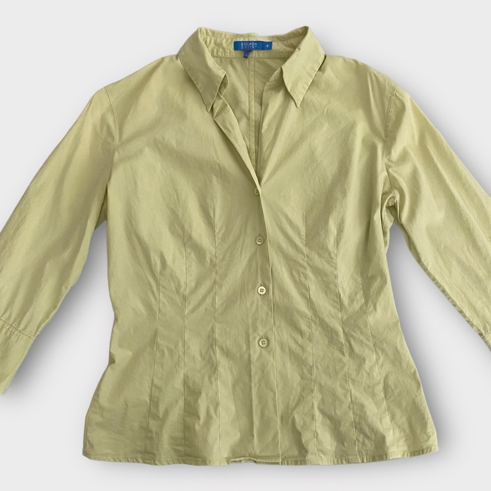 Escada Sport Women’s Shirt Small Button Up Lemon Lime Colorful Luxury Designer